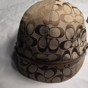 Coach Tan and Brown Logo Hat